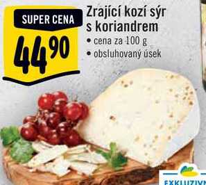 Zrající kozí sýr s koriandrem, cena za 100 g 