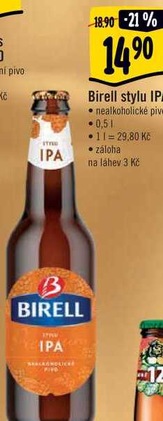  Birell stylu IPA • nealkoholické pivo 05 l  
