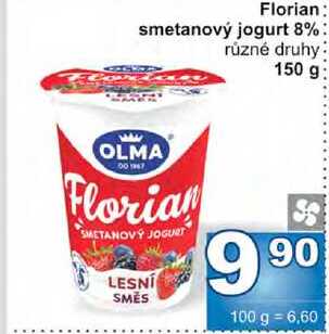 Florian smetanový jogurt 8% různé druhy 150 g 
