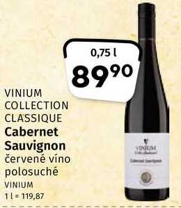 Vinium Cabernet Sauvignon červené víno polosuché 0,75l