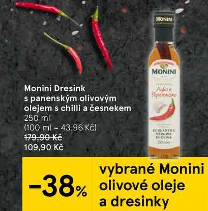 Monini Dresink s panenským olivovým olejem s chilli a česnekem 250 ml