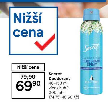 Secret Deodorant 40-150 ml