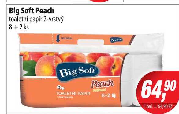 Big Soft Peach toaletní papír 2-vrstvý 8 + 2 ks 