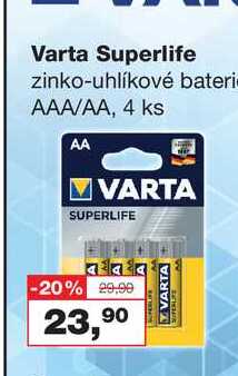 Varta Superlife zinko-uhlíkové baterie AAA/AA, 4 ks