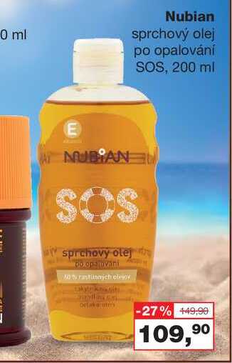 Nubian sprchový olej po opalováni SOS, 200 ml 