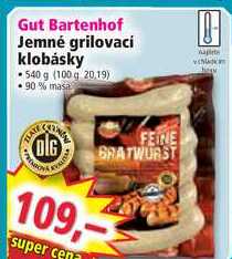 Gut Bartenhof Jemné grilovací klobásky 540 g