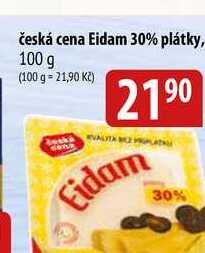 Česká cena Eidam 30% plátky, 100G