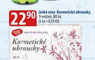 Česká cena Kosmetické ubrousky, 3-vrstvé, 80 ks 