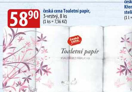 Česká cena Toaletní papír, 3-vrstvý, 8 ks