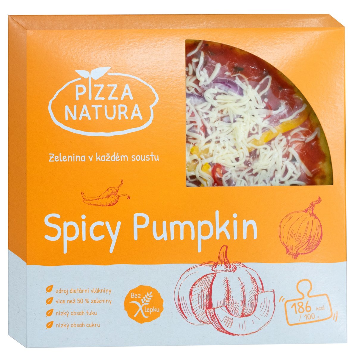 Pizza Natura Spicy Pumpkin pizza z originálního zeleninového těsta