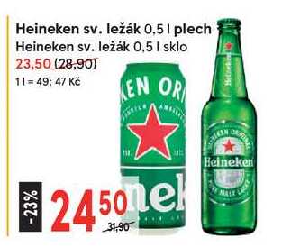 Heineken světlý ležák sklo 0,5 l  v akci