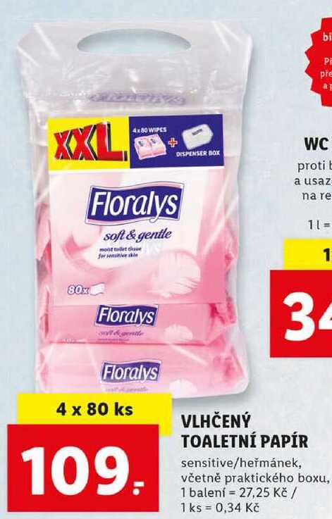 VLHČENÝ TOALETNÍ PAPÍR, 4x 80 ks Lidl