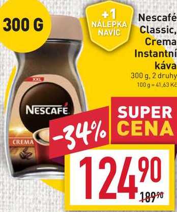 Nescafé Classic, Crema Instantní káva 300 g v akci