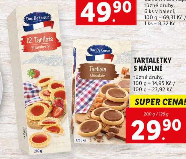 TARTALETKY S NÁPLNÍ, 200 g/125 g