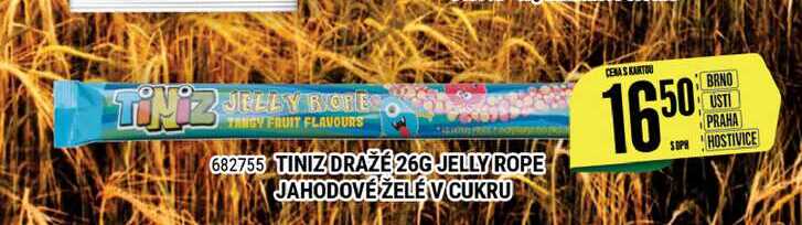 TINIZ DRAŽE 26G JELLY ROPE JAHODOVÉ ŽELÉ V CUKRU 