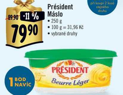 Président máslo, 250 g v akci