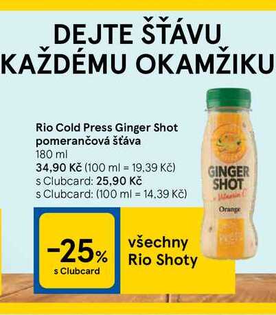 Rio Cold Press Ginger Shot pomerančová šťáva 180 ml