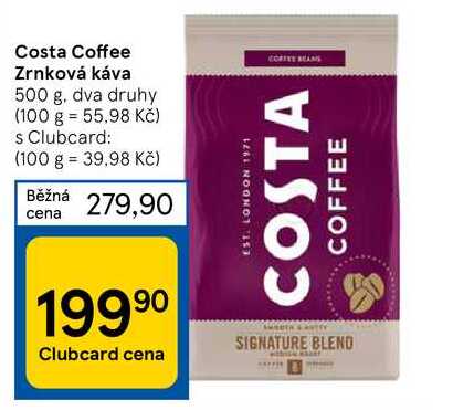 Costa Coffee Zrnková káva 500 g v akci