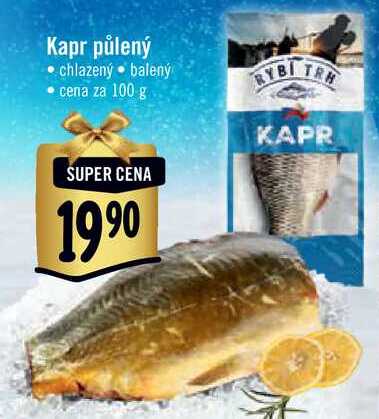 Kapr půlený, cena za 100 g