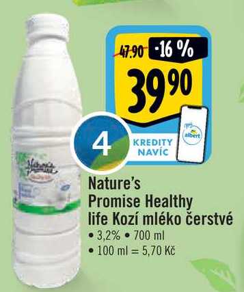 Nature's Promise Healthy life Kozí mléko čerstvé, 700 ml v akci