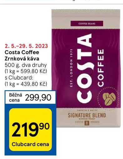 Costa Coffee Zrnková káva 500 g  v akci