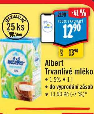  Albert Trvanlivé mléko 1 l v akci