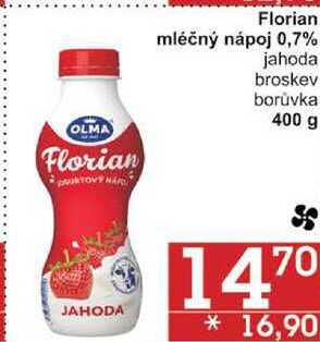 OLMA Florian mléčný nápoj 0,7%, jahoda, 400 g v akci