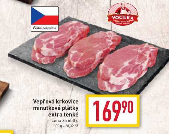 Vepřová krkovice minutkové plátky extra tenké cena za 600 g