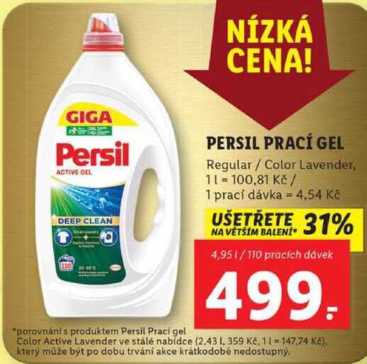Sleva PERSIL PRACÍ GEL, 4,95 PERSIL PRACÍ GEL, 4,95 l/110 PD Lidl