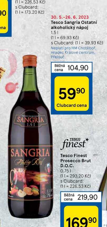 Tesco Sangria Ostatní alkoholický nápoj 1,5 l