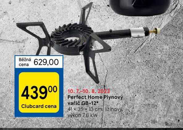 Perfect Home Plynový vařič GB-12* 41 35x 13 cm, litinovy. výkon 7,6 kW