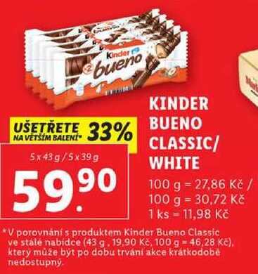 KINDER BUENO CLASSIC/WHITE, 5x 43 g/5x 39 g