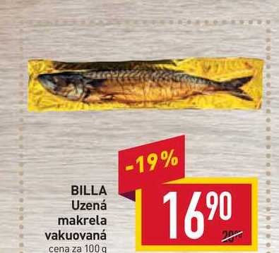 BILLA Uzená makrela vakuovaná cena za 100g