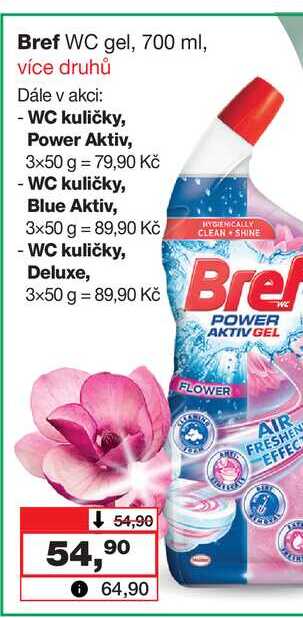 Bref Power Aktiv WC gel Flower, 700 ml