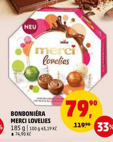 BONBONIÉRA MERCI LOVELIES, 185 g