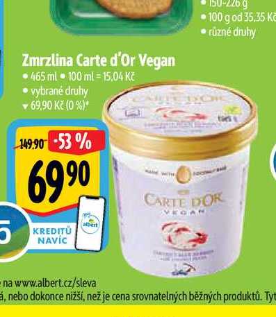 Zmrzlina Carte d'Or Vegan • 465 ml 