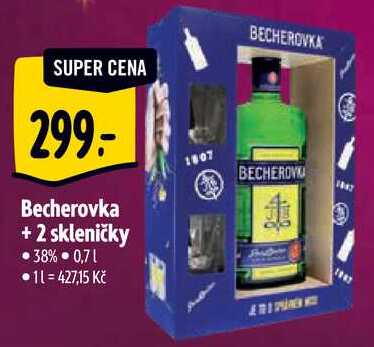   Becherovka + 2 skleničky 0,7 l v akci