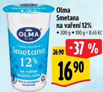 Olma Smetana na vaření 12%, 200 g v akci