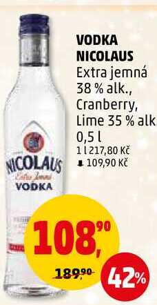 VODKA NICOLAUS Extra jemná 38% alk., 0,5 l v akci