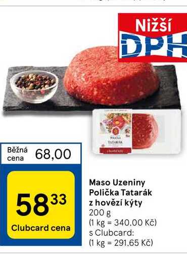 Maso Uzeniny Polička Tatarák z hovězí kýty 200 g