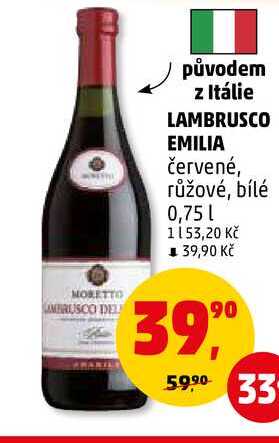 LAMBRUSCO EMILIA červené, růžové, bílé, 0,75 l