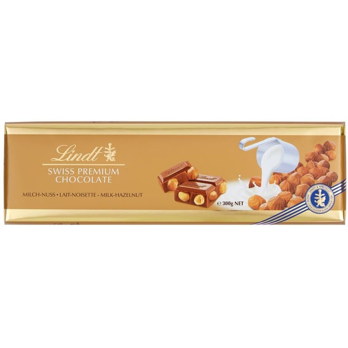 Lindt Gold Tablet Švýcarská Mléčná čokoláda s lískovými oříšky