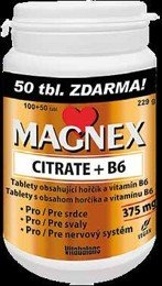 Magnex Citrate 375 mg + B6 prémiové balení 100 + 50 tablet NAVÍC
