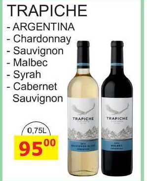 TRAPICHE ARGENTINA Chardonnay, 0,75 l