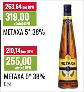 METAXA 5* 38% 0,5l, 1l