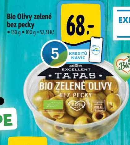 Bio Olivy zelené bez pecky, 130 g 