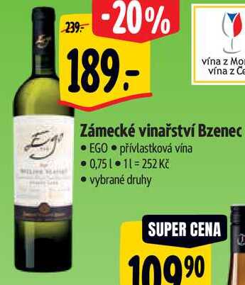 Zámecké vinařství Bzenec, 0,75 l
