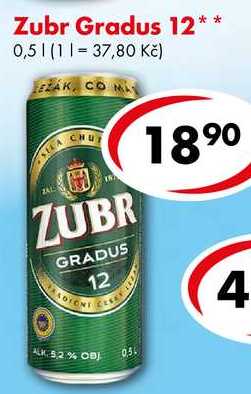 Zubr Gradus 12, 0,5 l 