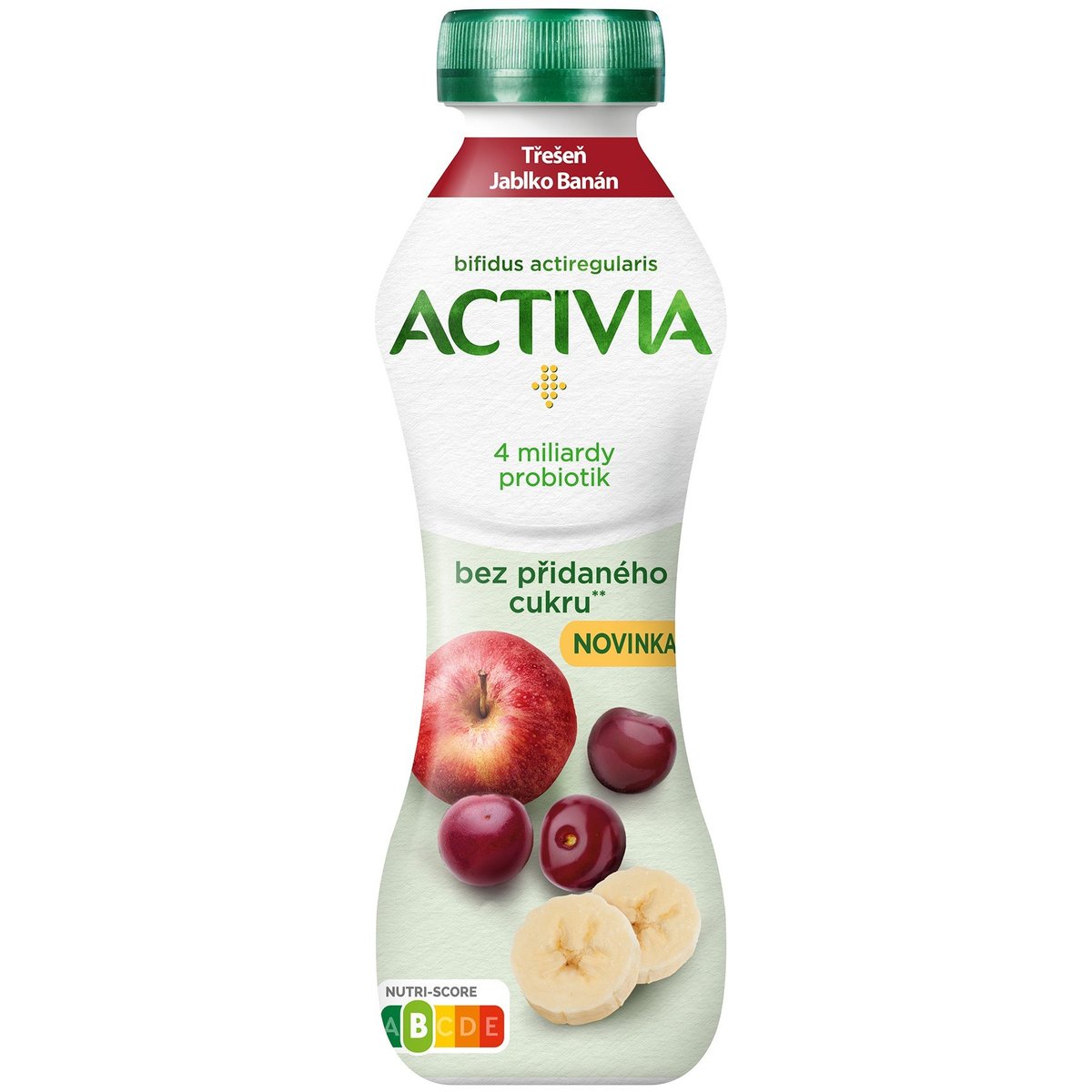 Activia Probiotický jogurtový nápoj jablko, třešeň a banán bez přidaného cukru