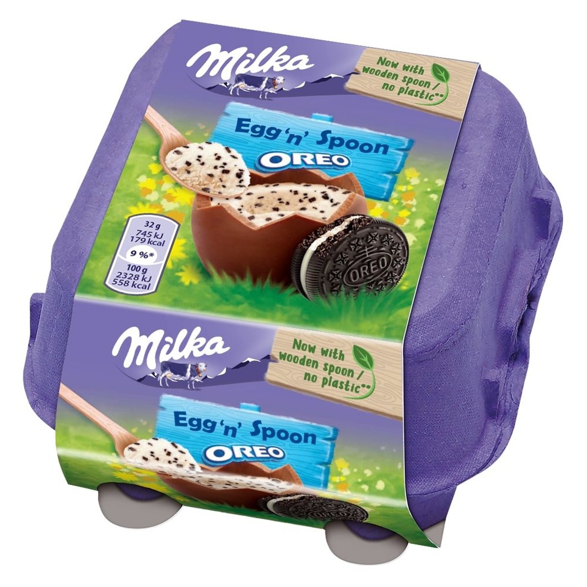 Milka Egg 'n' Spoon čokoládová vajíčka s mléčnou náplní a kousky Oreo sušenky